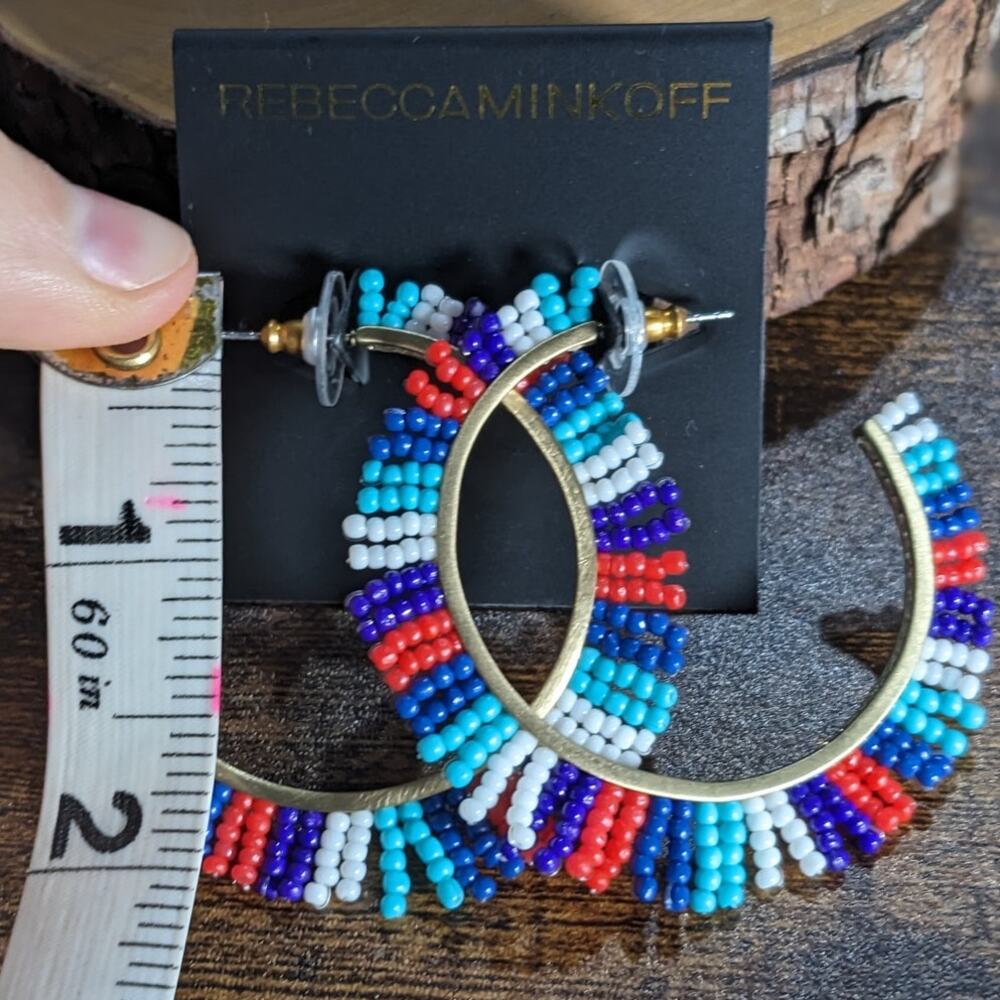 NWT Rebecca Minkoff Beaded Hoop Earrings Multicolor Women's Size OS - Picture 3 of 5